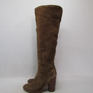 Vince Camuto Womens Sz 7.5 M Brown Suede Zip 20" Knee High Fashion Boots